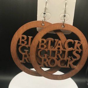 NWT Wooden Exquisite African Beauty Print Round Dangle Earrings Bohemian